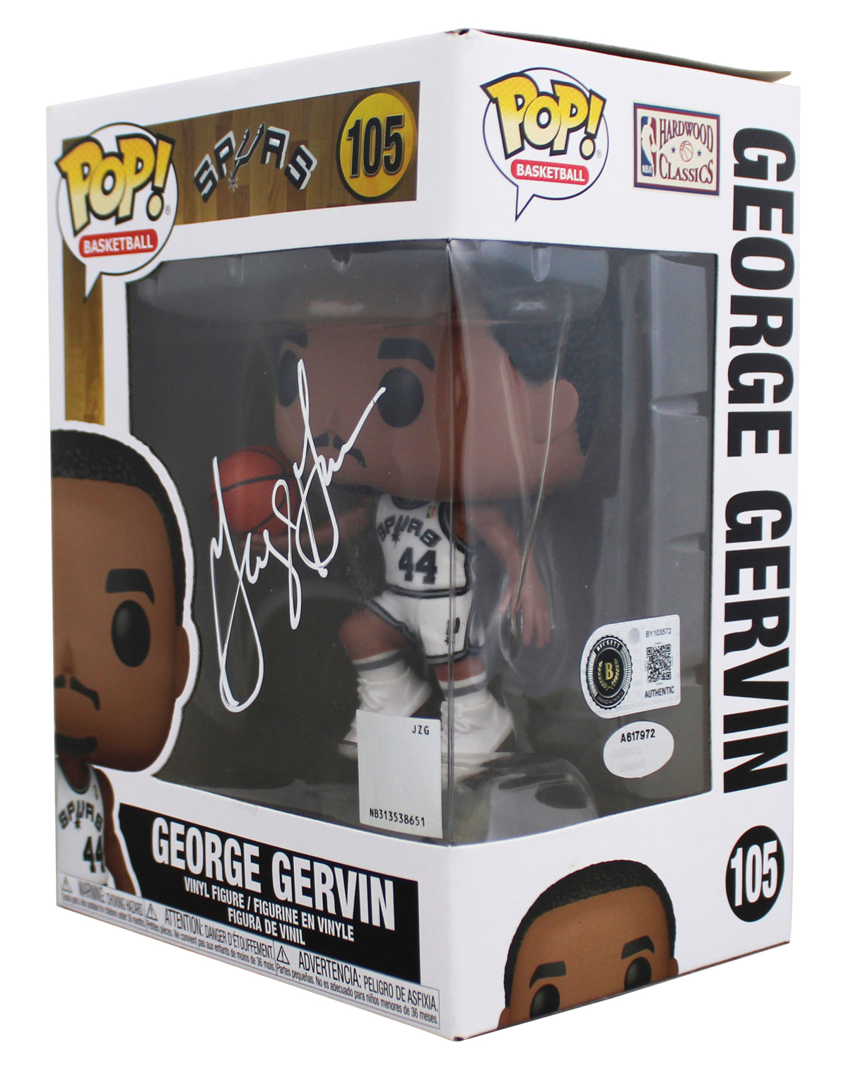 Spurs George Gervin Authentic Signed #105 Funko Pop Vinyl Figure BAS #BY103572