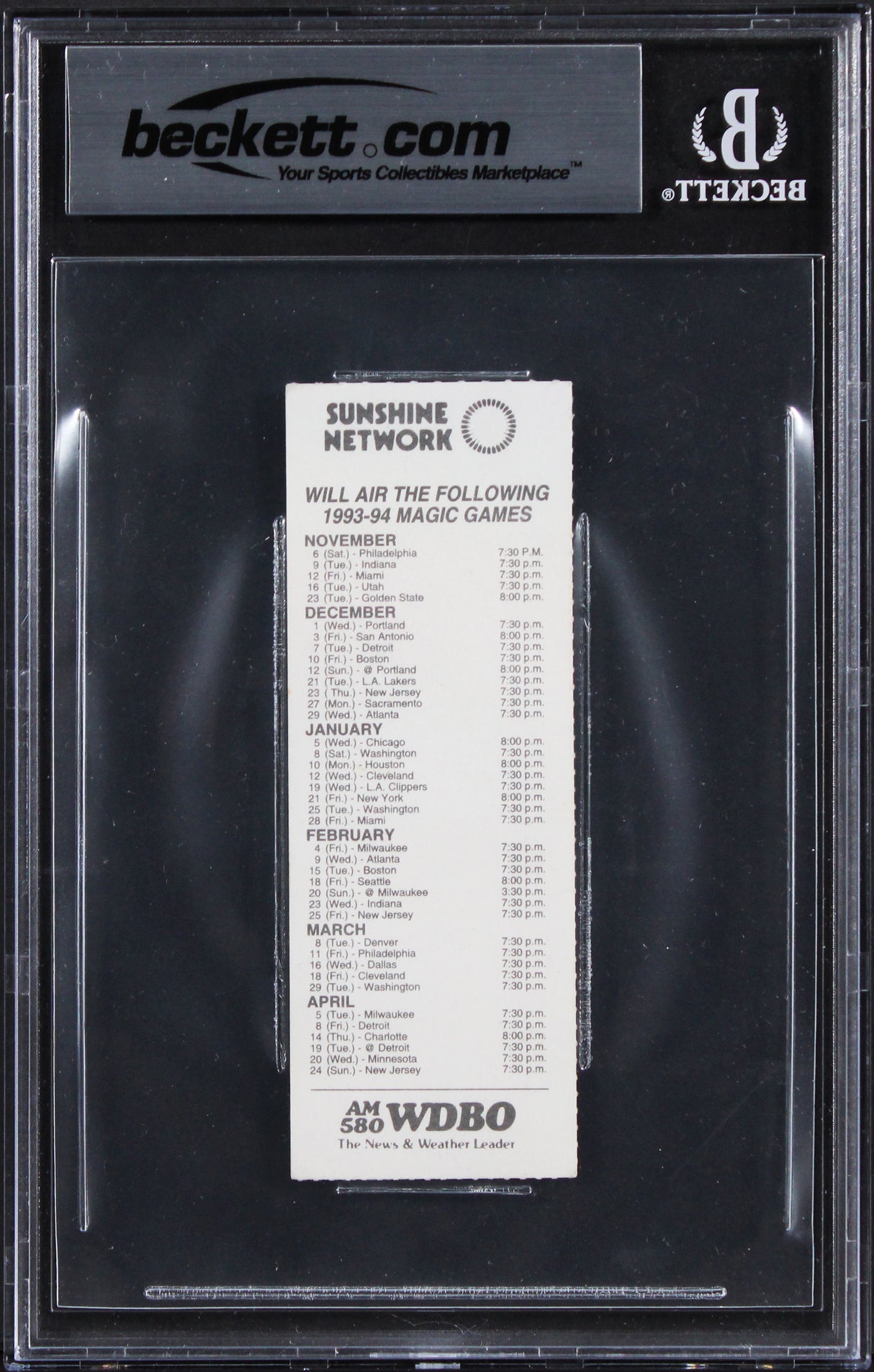 Shaquille O'Neal Signed 1993 Magic VS Cavs Ticket Stub Card Auto 10! BAS Slabbed