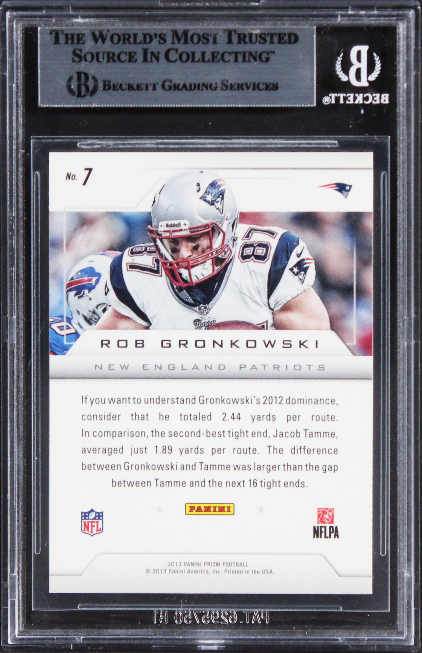 Patriots Rob Gronkowski Signed 2013 Panini Prizm Brilliance #7 Card BAS Slabbed
