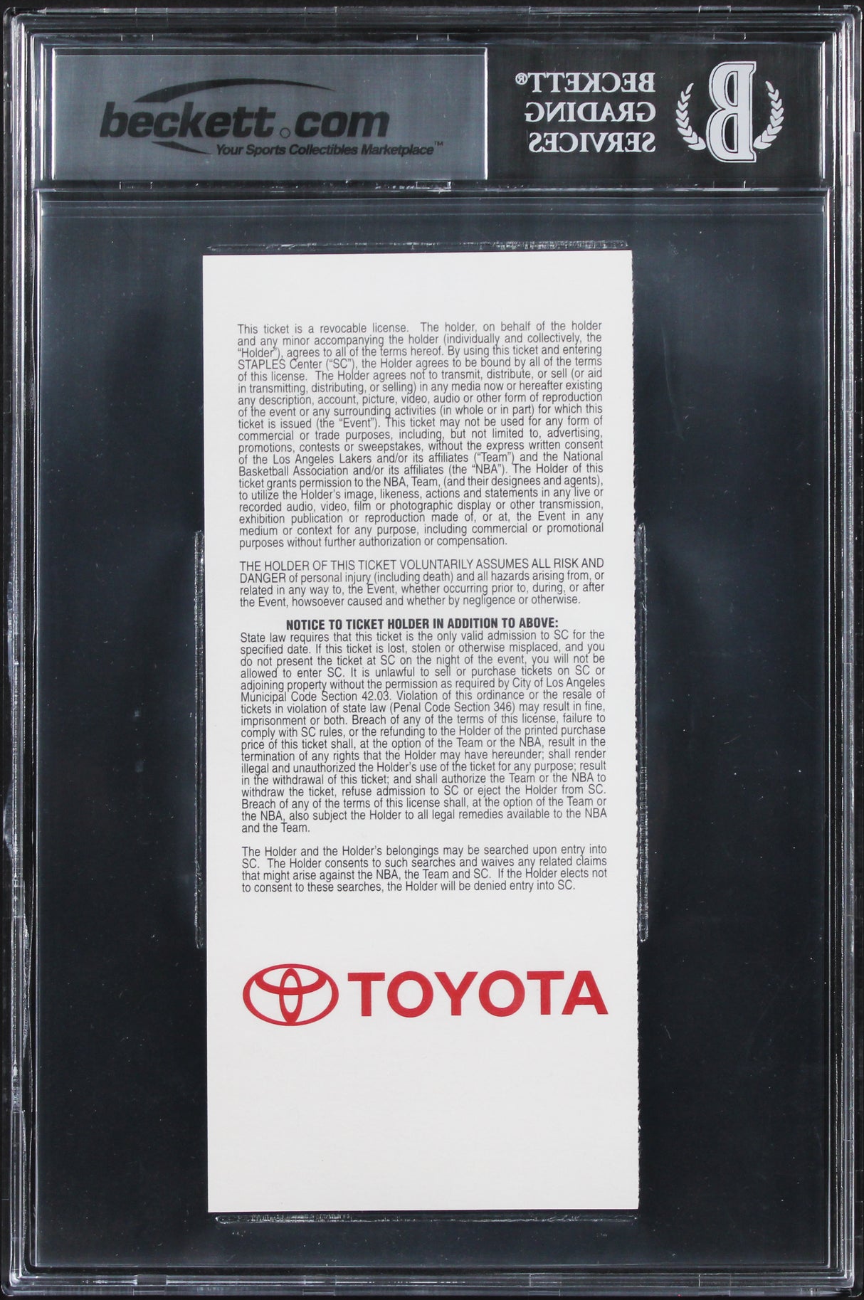 Shaquille O'Neal Signed 4/2/13 #34 Retirement Ticket Stub Card Auto 10! BAS Slab