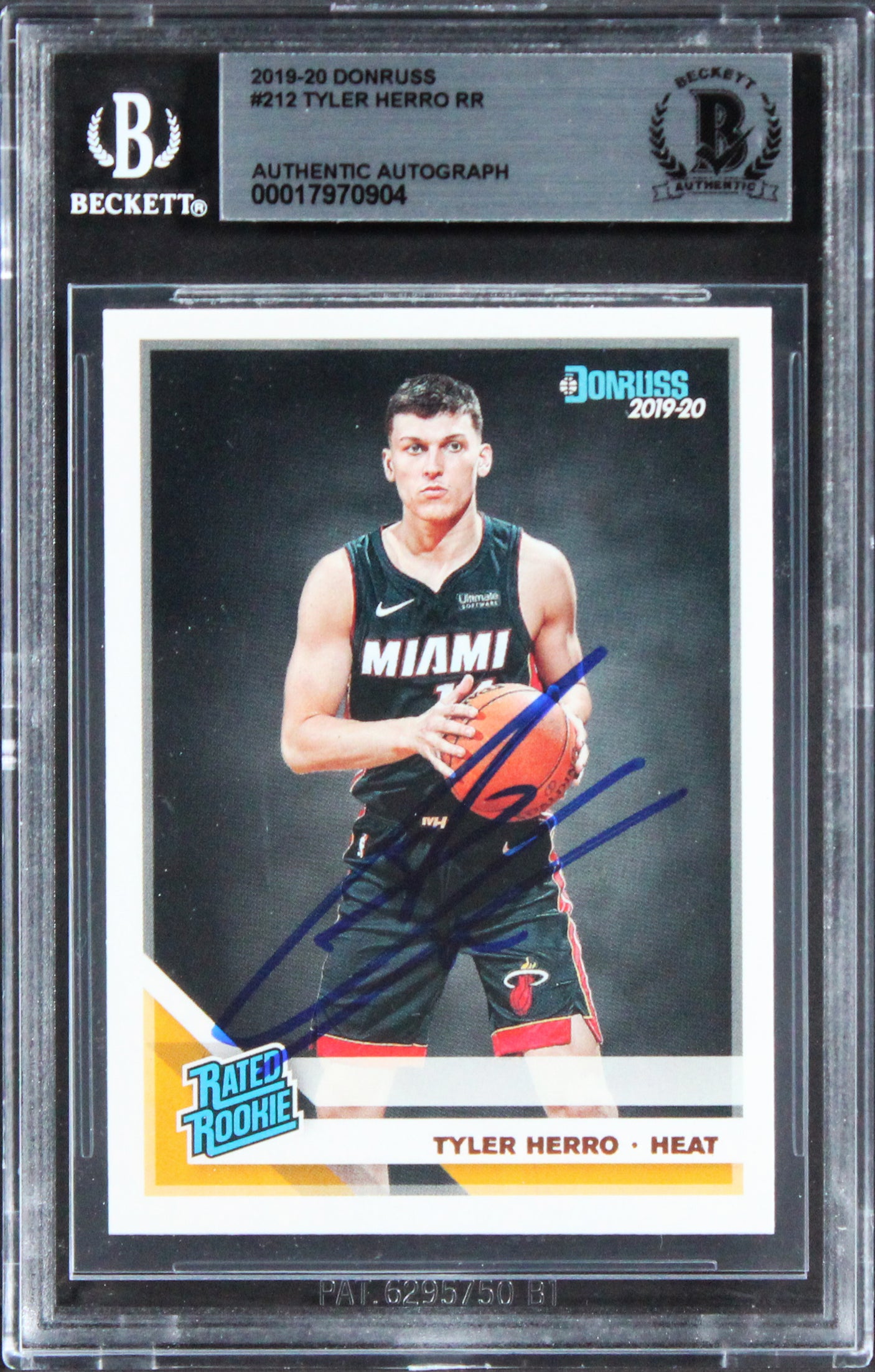Heat Tyler Herro Authentic Signed 2019 Donruss #212 Rookie Card BAS Slabbed