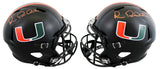 Miami Michael Irvin Signed Twice Alt Black F/S Speed Rep Helmet BAS #BW38853