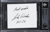 UCLA John Wooden "Best Wishes, UCLA" Signed 2.5x3 Cut Signature BAS Slabbed