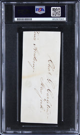 Walt Whitman "Please Accept My Thanks" Signed 2x5 Cut Signature PSA/DNA Slabbed