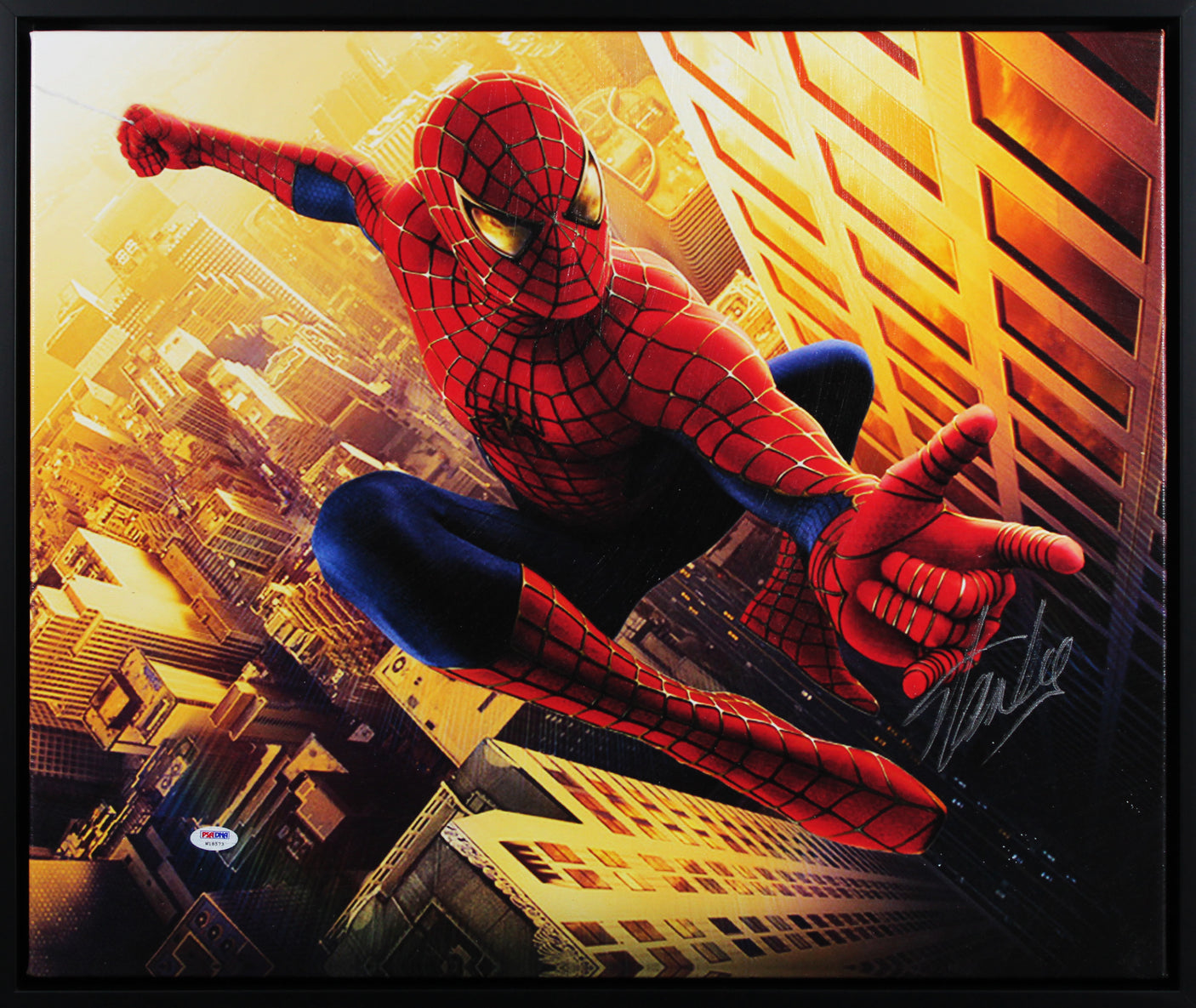 Stan Lee Marvel Authentic Signed & Framed 20x24 Spider-Man Canvas PSA #W18573