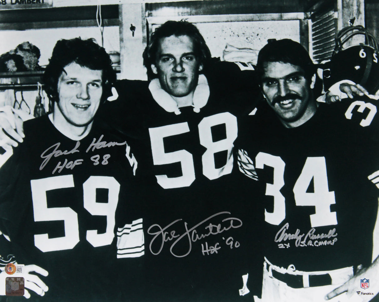 Steelers LB's (3) Lambert, Ham & Russell Signed 16x20 Photo BAS Witnessed 2