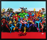 Stan Lee Marvel Authentic Signed & Framed 20x24 Marvel Cast Canvas PSA #W18588