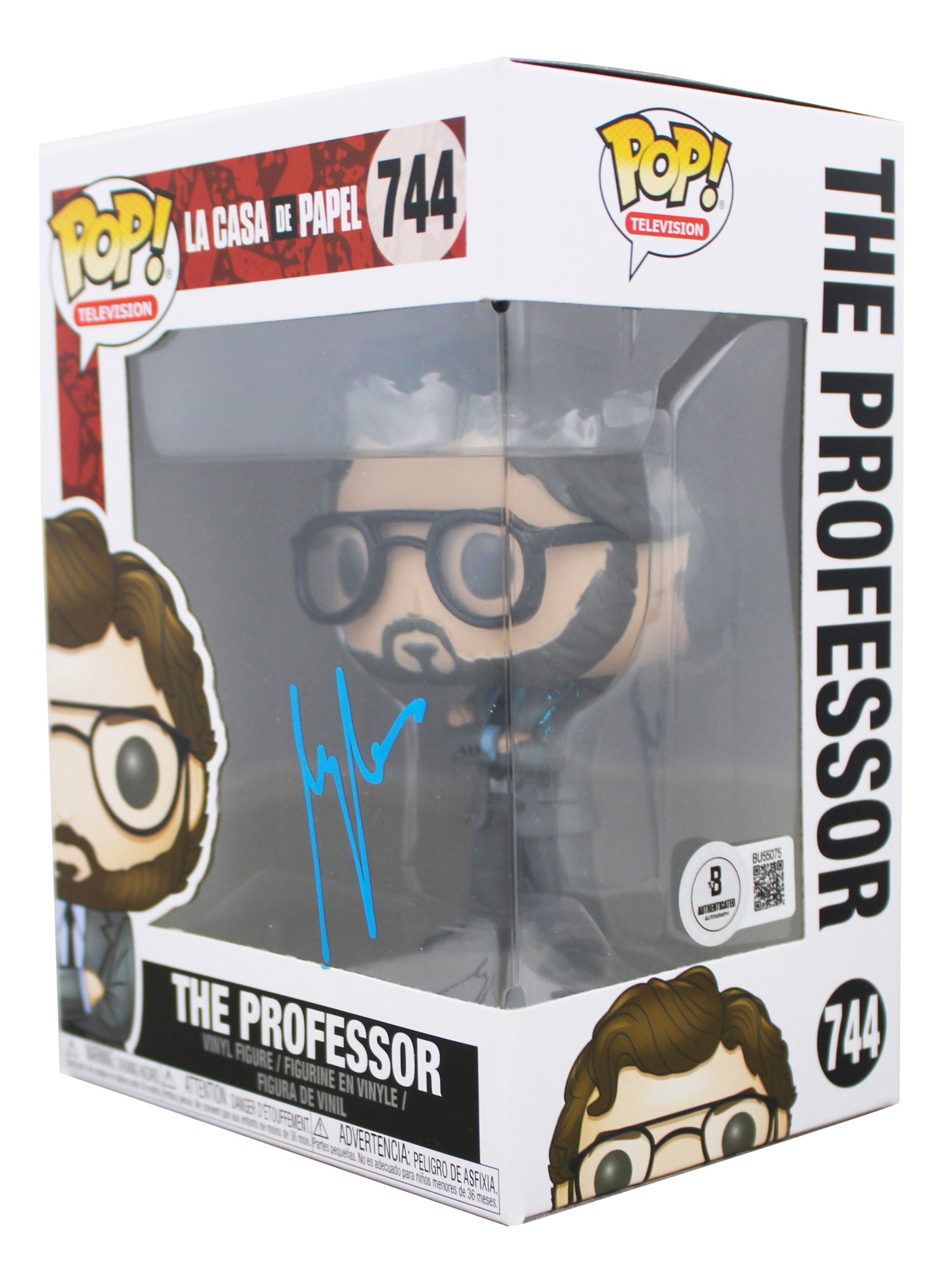 Alvaro Morte Signed The Professor #744 Funko Pop Vinyl Figure BAS #BU55075