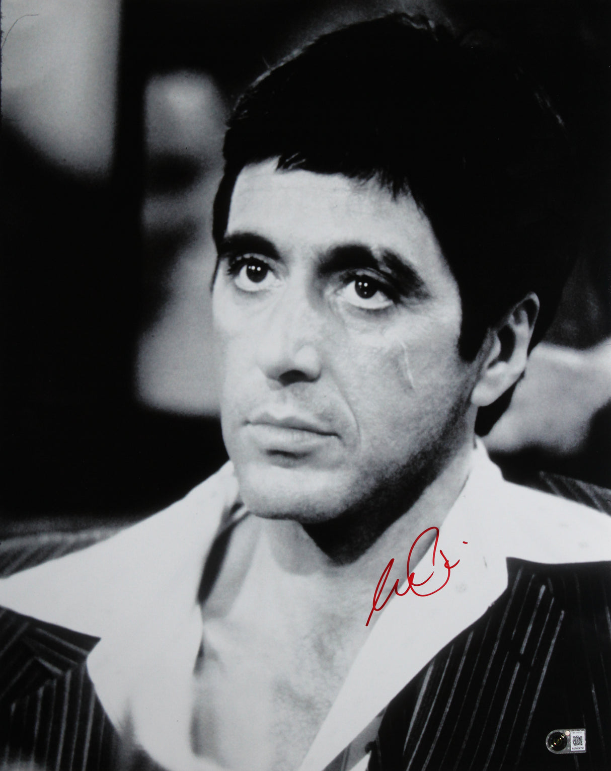 Al Pacino Scarface Authentic Signed 16x20 Vertical B&W Photo Autographed BAS