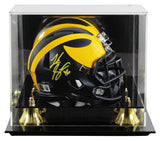 Michigan Luke Schoonmaker Signed Speed Mini Helmet W/ Case BAS Witnessed
