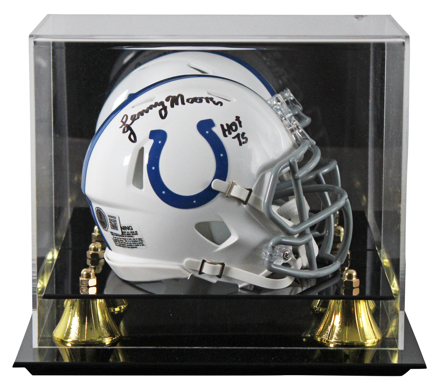 Colts Lenny Moore "HOF 75" Signed Speed Mini Helmet W/ Case BAS Witnessed