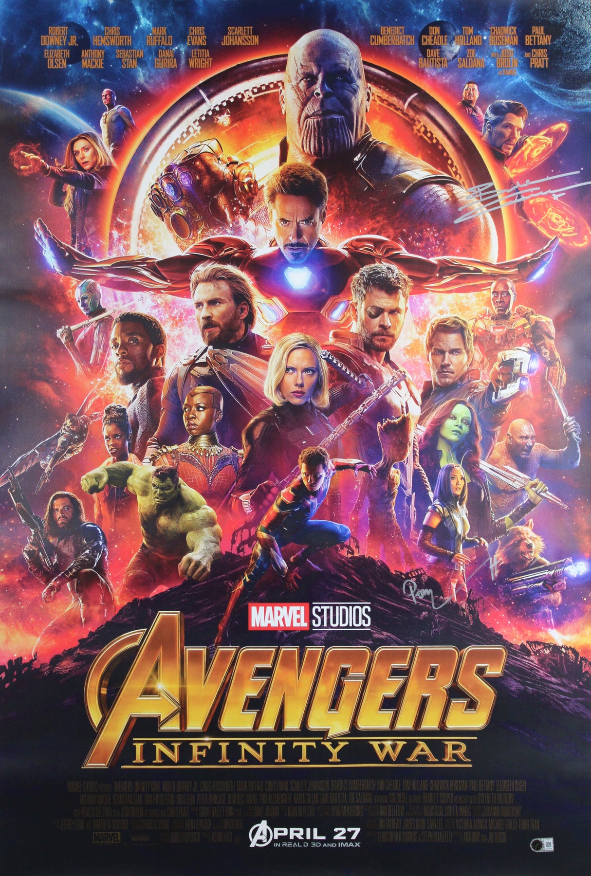 Benedict Cumberbatch & Pom Klementieff Avengers Signed 27x40 Poster BAS 2