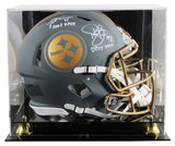 Steelers Harrison & Polamalu Signed Slate F/S Speed Proline Helmet W/ Case BAS W