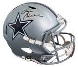 Cowboys Roger Staubach Signed Silver Full Size Speed Rep Helmet BAS W #4W510229