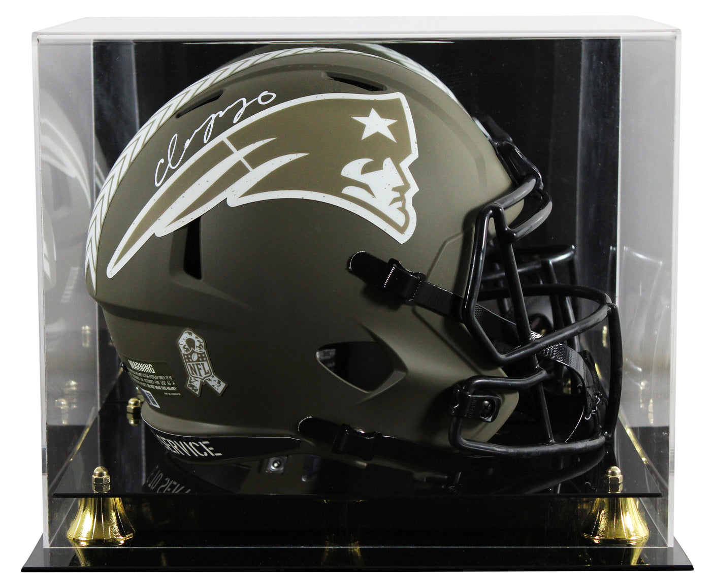 Patriots Christian Gonzalez Signed STS Full Size Speed Rep Helmet W/ Case BAS W