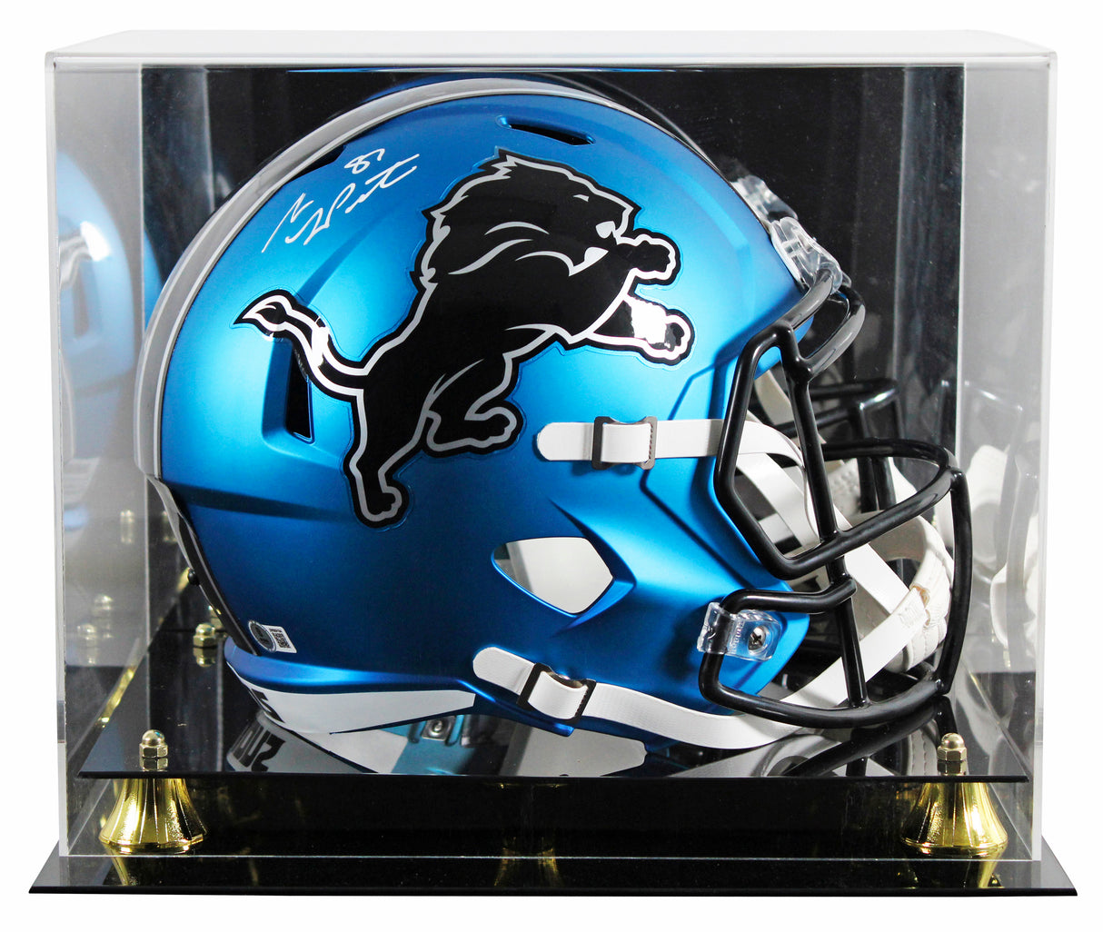 Lions Sam LaPorta Signed 2024 On Field Alt F/S Speed Rep Helmet W/ Case BAS Wit