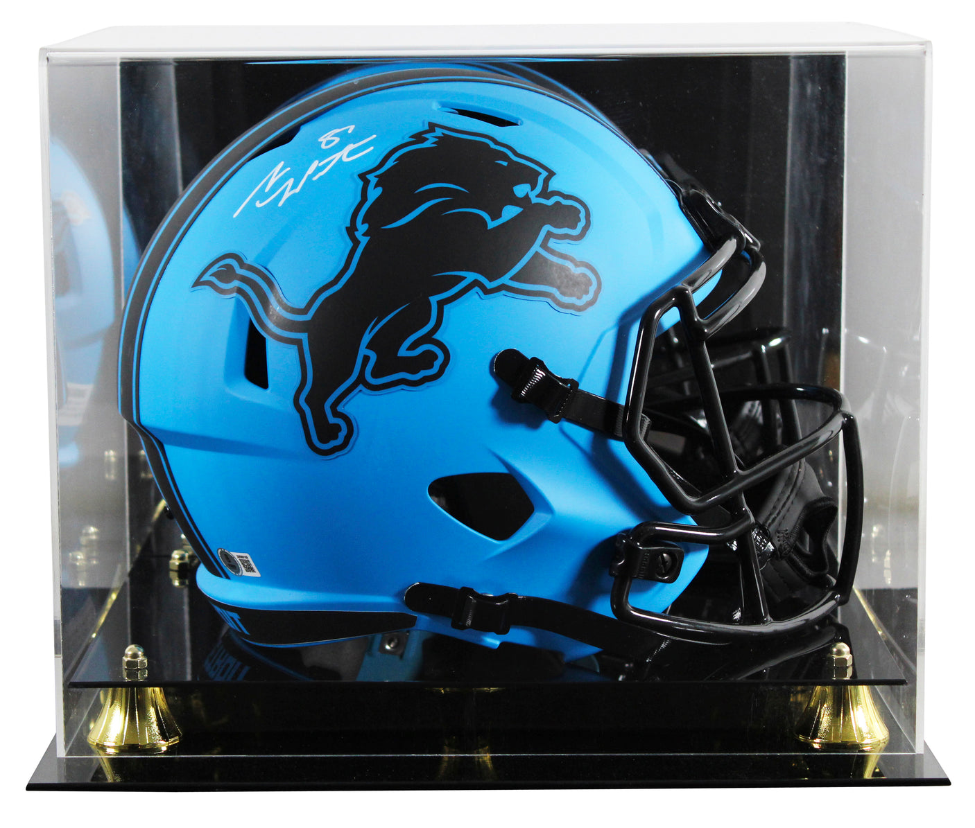 Lions Sam LaPorta Signed Rave Full Size Speed Rep Helmet W/ Case BAS Witnessed