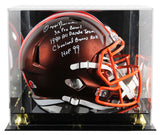 Browns Ozzie Newsome "Career Stat" Signed Flash F/S Speed Rep Helmet W/ Case BAS
