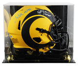 Rams (2) Faulk & Warner "HOF" Signed Rave F/S Speed Proline Helmet W/ Case BAS W