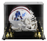Patriots Christian Gonzalez Signed 1982-89 TB Speed Mini Helmet W/ Case BAS Wit