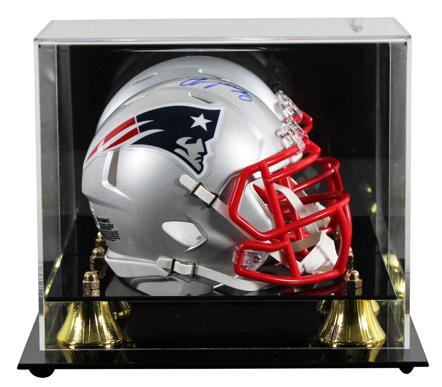 Patriots Christian Gonzalez Signed Speed Mini Helmet W/ Case W/ Blue Sig BAS Wit