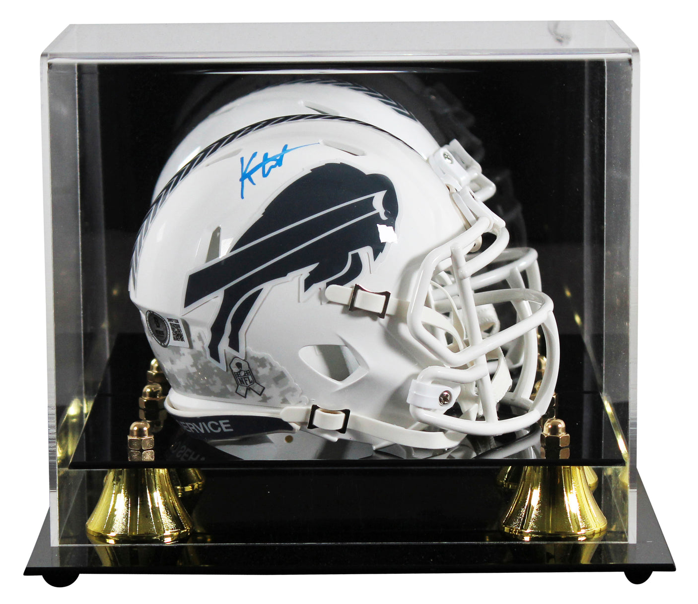 Bills Keon Coleman Signed Salute To Service III Speed Mini Helmet W/ Case BAS W