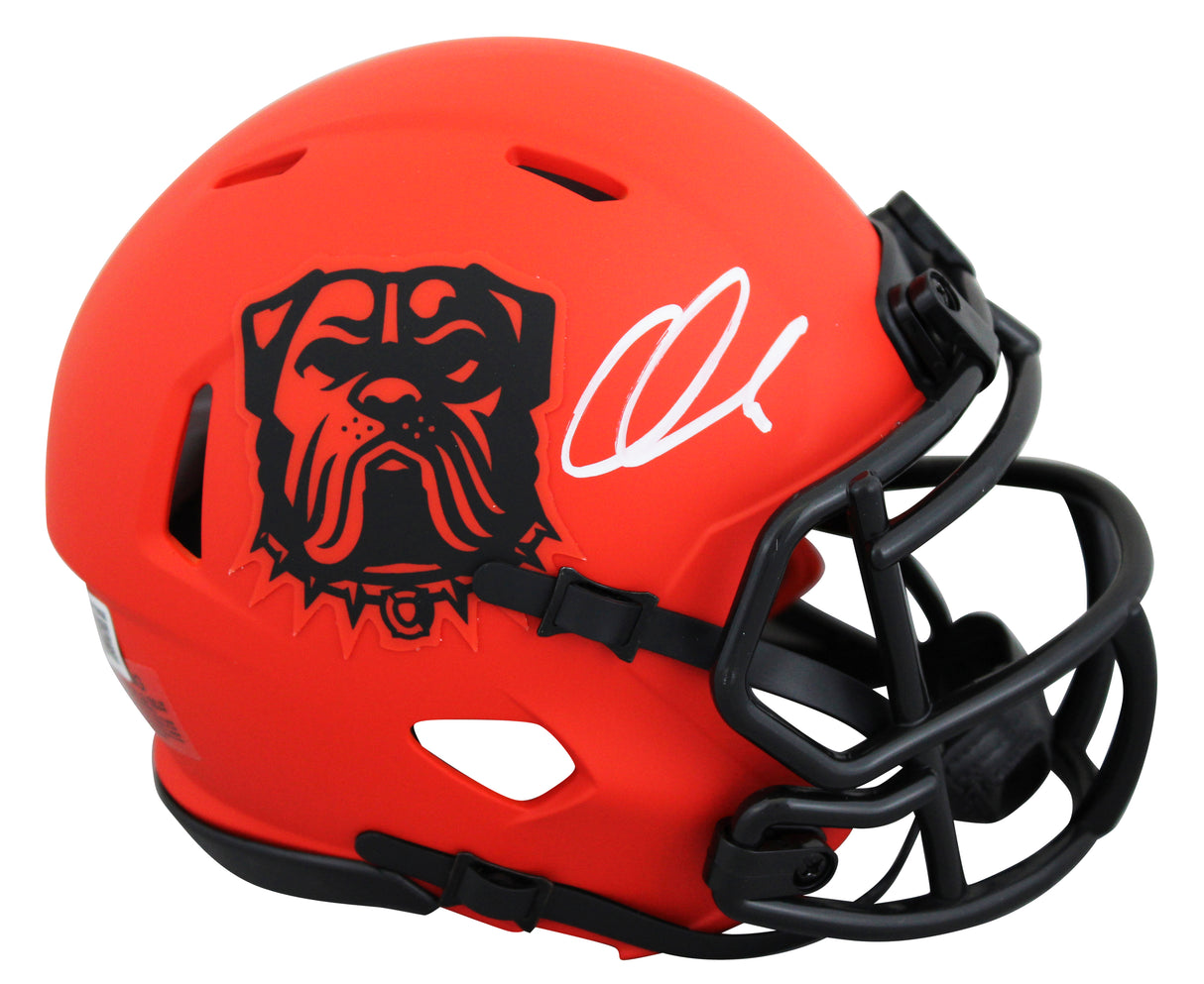 Browns Quinshon Judkins Authentic Signed Rave Speed Mini Helmet BAS Witnessed