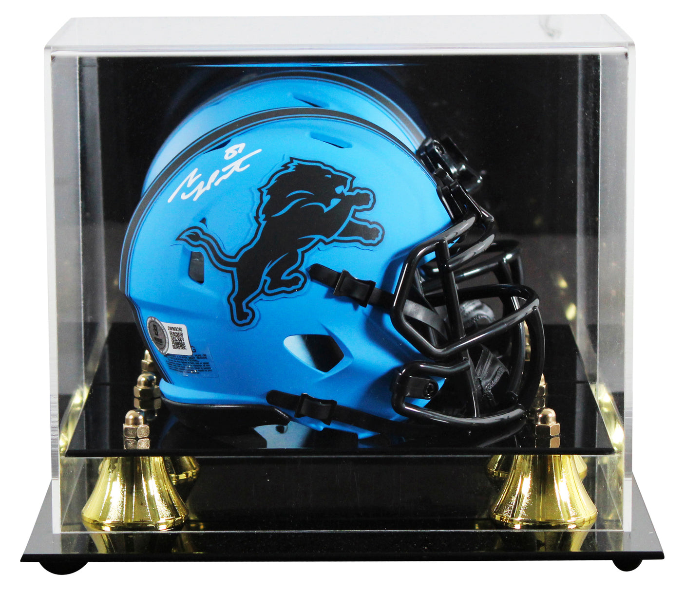 Lions Sam LaPorta Authentic Signed Rave Speed Mini Helmet W/ Case BAS Witnessed