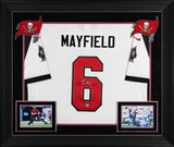 Buccaneers Baker Mayfield Signed White Nike Limited Framed Jersey BAS Witness