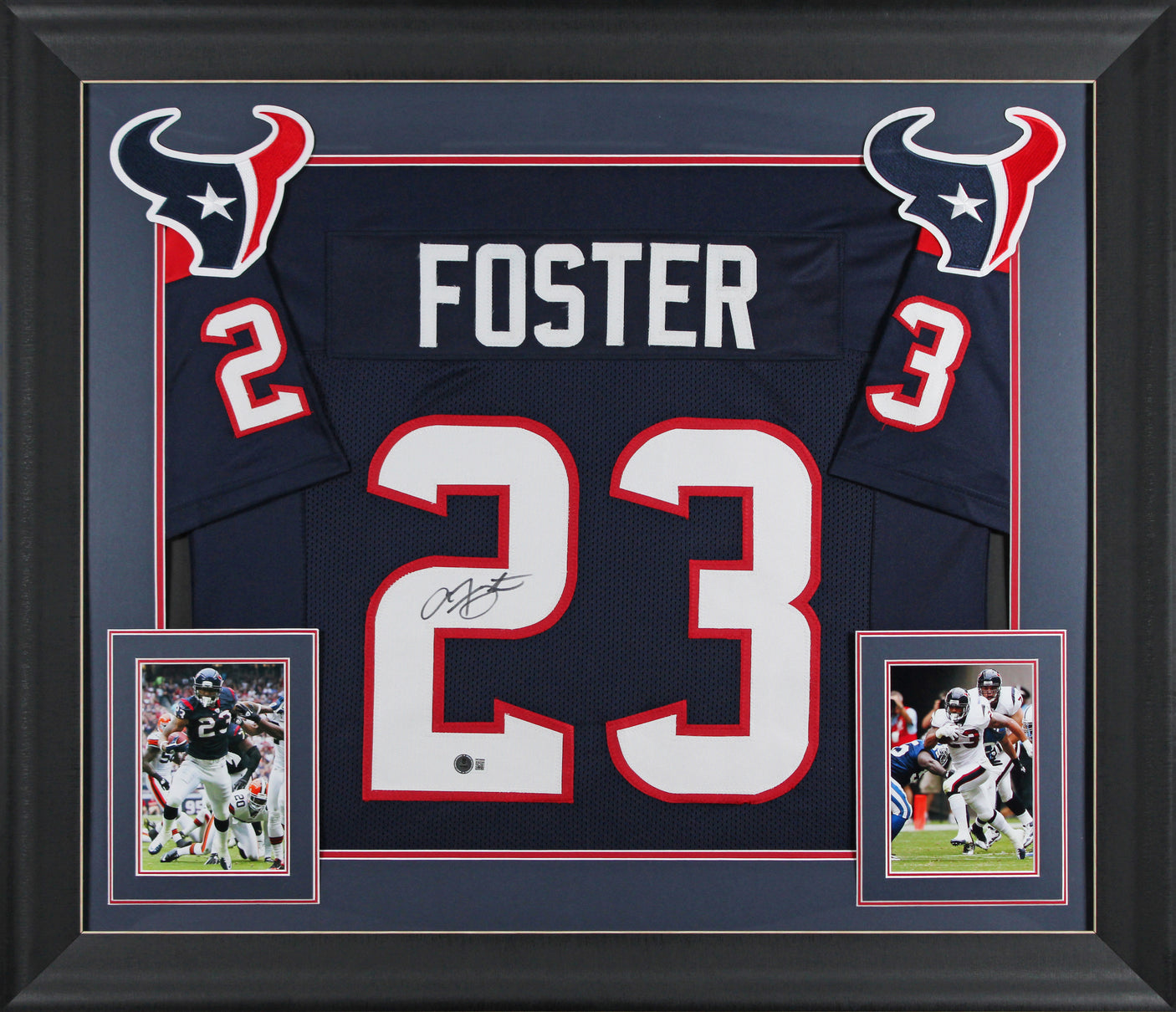 Arian Foster Authentic Signed Navy Blue Pro Style Framed Jersey BAS Witnessed