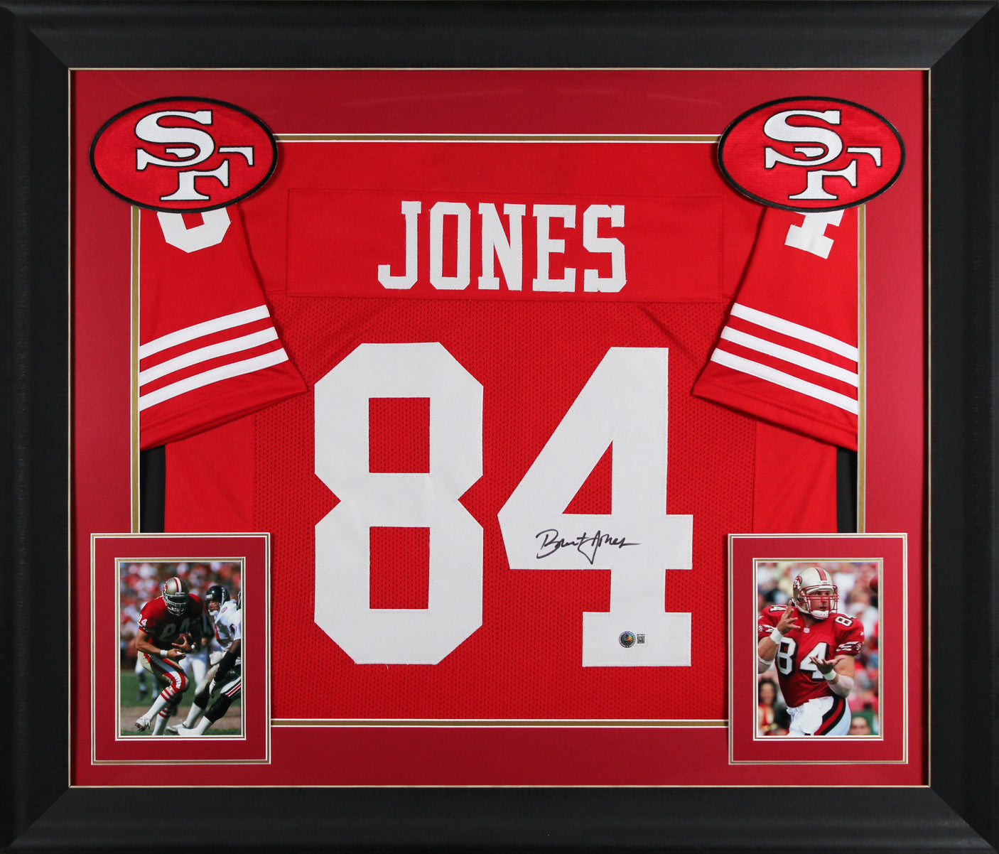 Brent Jones Authentic Signed Red Pro Style Framed Jersey Autographed BAS