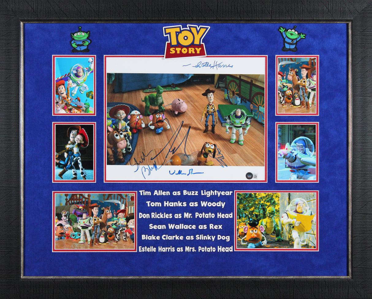 Toy Story (6) Hanks, Allen, Rickles, Harris +2 Signed 11x14 Framed Photo BAS LOA