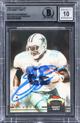 Cowboys Emmitt Smith Signed 1992 Stadium Club #190 Card Auto GM 10! BAS Slabbed