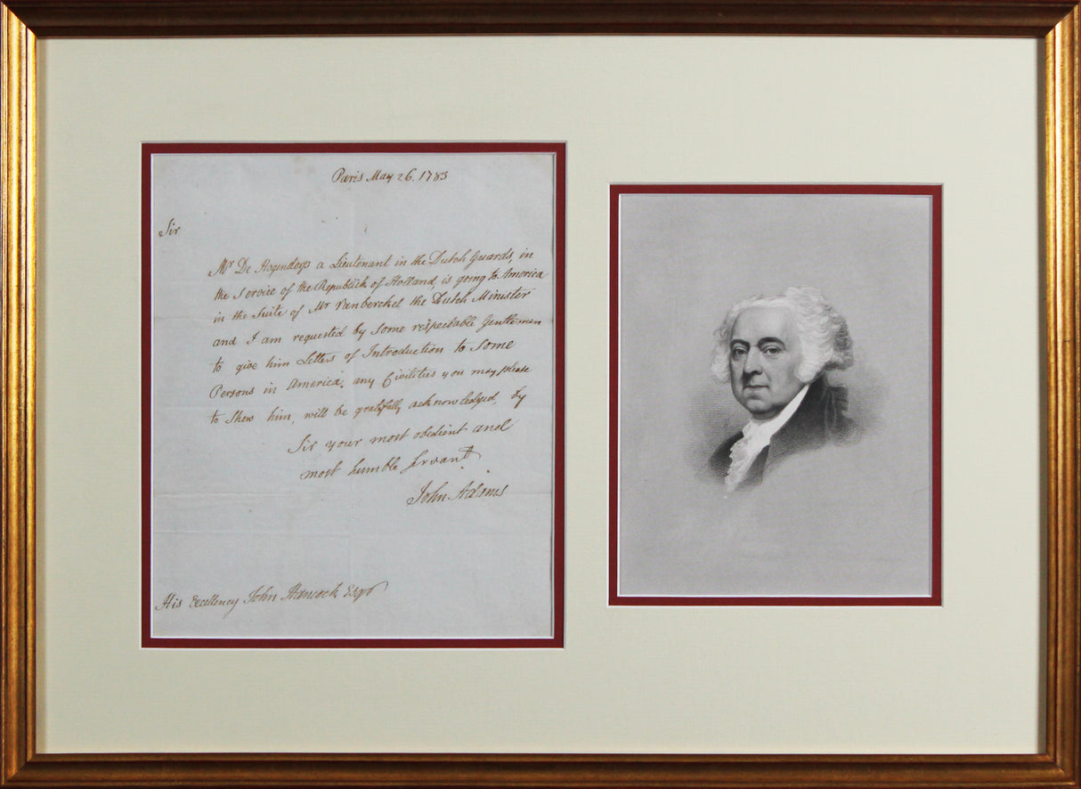 John Adams Signed & Framed 1783 Handwritten Letter To John Handcock BAS LOA