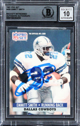 Cowboys Emmitt Smith Signed 1991 Pro Set #485 Card Auto Gem Mint 10! BAS Slabbed