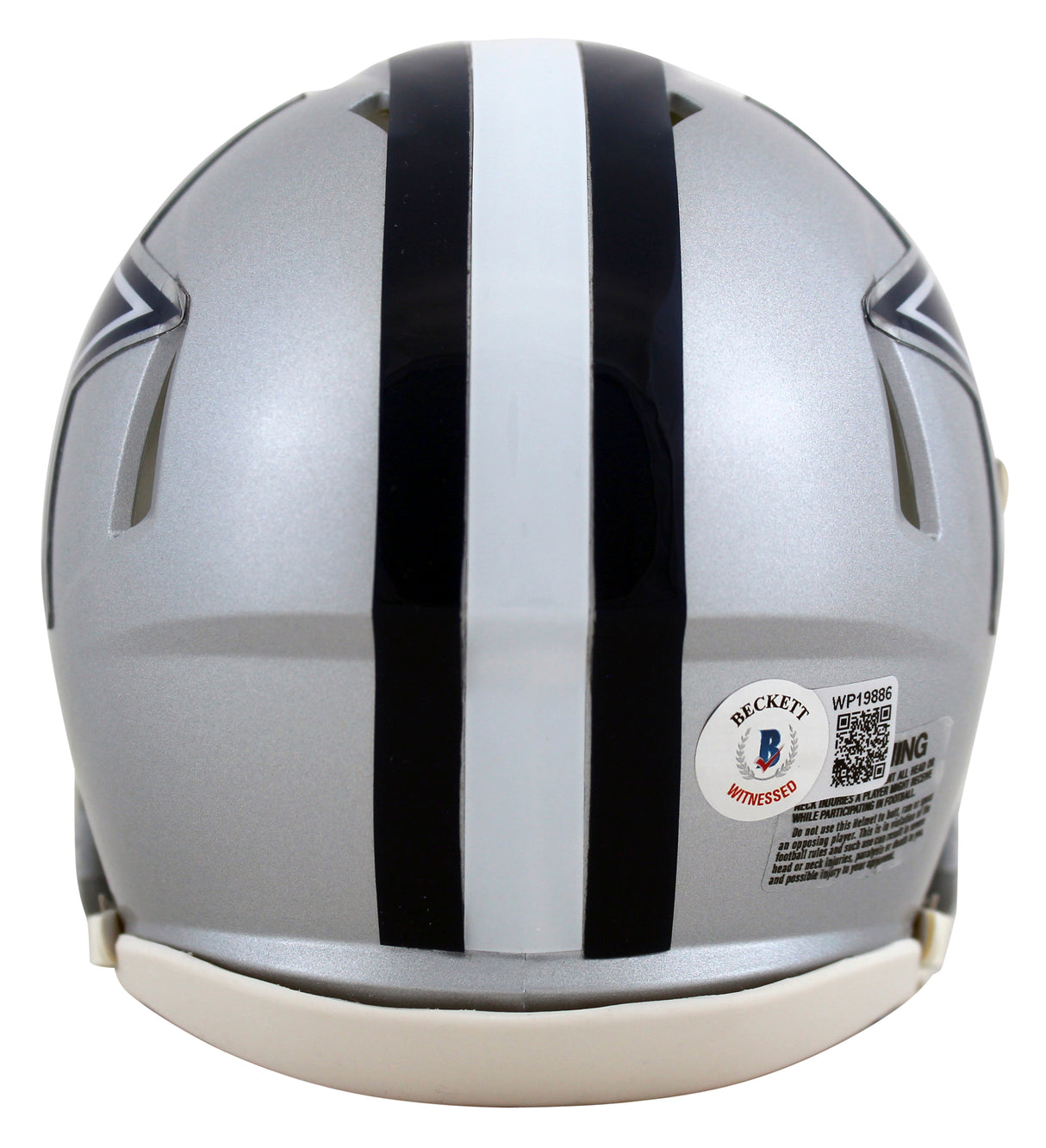 Cowboys Dak Prescott Signed Silver Speed Mini Helmet W/ Case BAS Witnessed