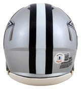 Cowboys Dak Prescott Signed Silver Speed Mini Helmet W/ Case BAS Witnessed