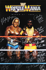WrestleMania I (33) Hogan, Hart, Piper, Poffo, Bearer Signed 27x40 Poster BAS