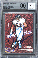 Ravens Ray Lewis Signed 2004 Playoff Hogg Heaven #9 Card Auto GM 10! BAS Slabbed