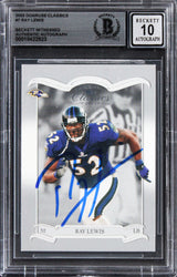 Ravens Ray Lewis Signed 2003 Donruss Classics #7 Card Auto Grade 10! BAS Slabbed