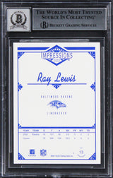Ravens Ray Lewis Signed 2001 Pacific Impressions #13 Card Auto 10! BAS Slabbed