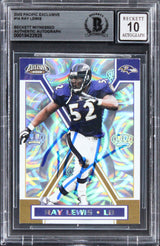 Ravens Ray Lewis Signed 2002 Pacific Exclusive #14 Card Auto GM 10! BAS Slabbed