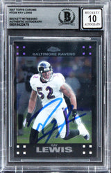 Ravens Ray Lewis Signed 2007 Topps Chrome #TC95 Card Auto Graded 10! BAS Slabbed