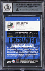 Ravens Ray Lewis Signed 2001 Finest #14 Card Auto Grade Gem Mint 10! BAS Slabbed