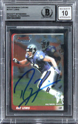 Ravens Ray Lewis Signed 2003 Bowman Chrome #6 Card Auto Graded 10! BAS Slabbed