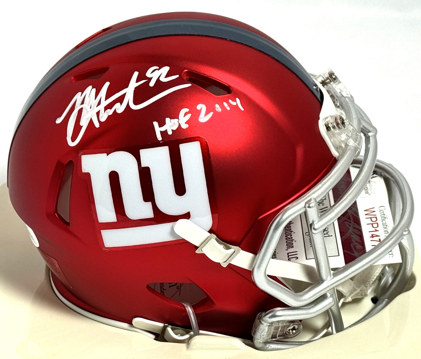 Michael Strahan Signed W/ HOF Giants Blaze Speed Mini Helmet - Beckett W Hologram