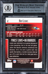 Ravens Ray Lewis Signed 2006 Finest #12 Card Auto Grade Gem Mint 10! BAS Slabbed