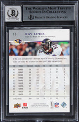 Ravens Ray Lewis Signed 2008 Upper Deck #16 Card Auto Graded GM 10! BAS Slabbed