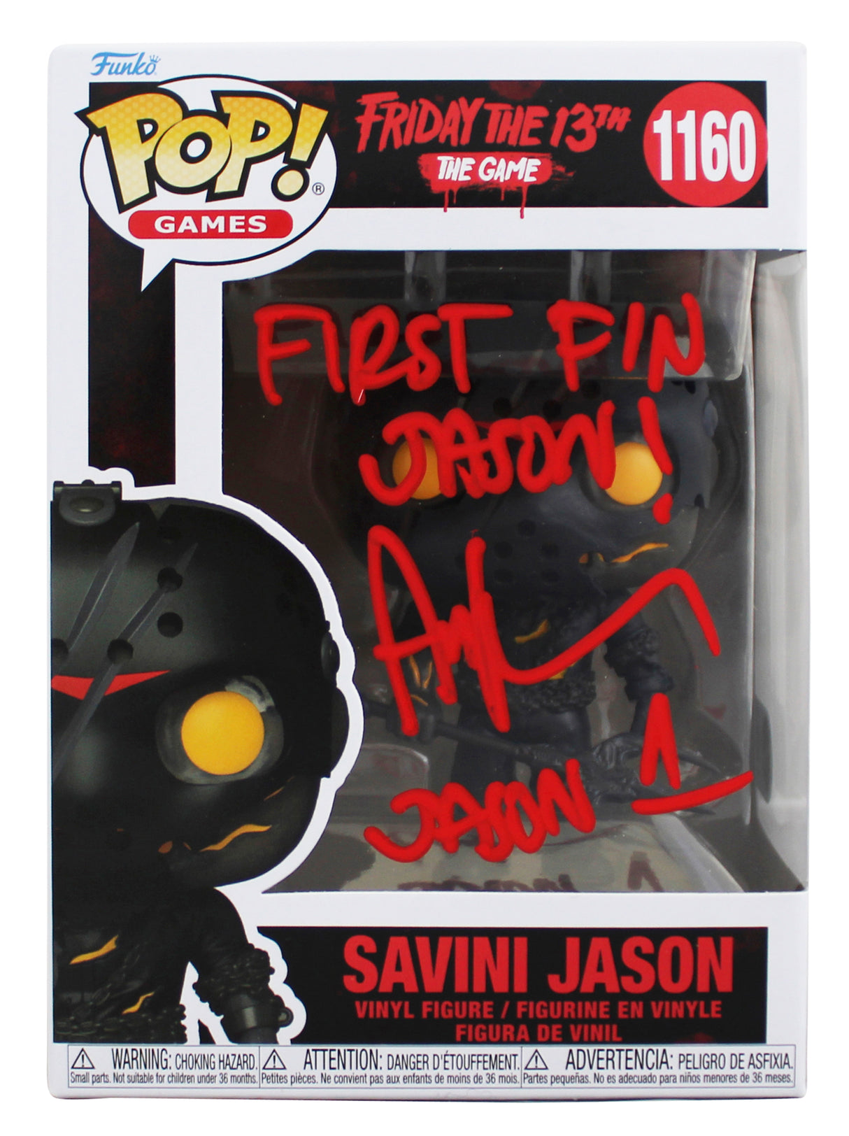 Ari Lehman "2x Insc" Signed Jason #1160 Funko Pop Figure w/ Red Sig BAS Witness