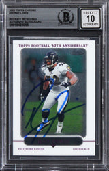 Ravens Ray Lewis Signed 2005 Topps Chrome #33 Card Auto Graded 10! BAS Slabbed